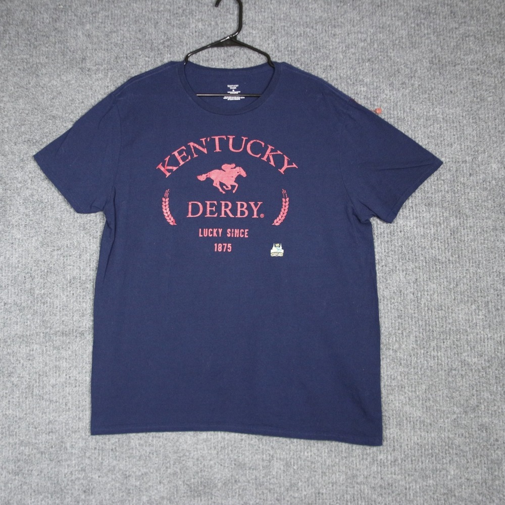 Kentucky Derby Mens XL Navy Blue T Shirt Lucky Since 1875 Horse Racing‎ Graphic